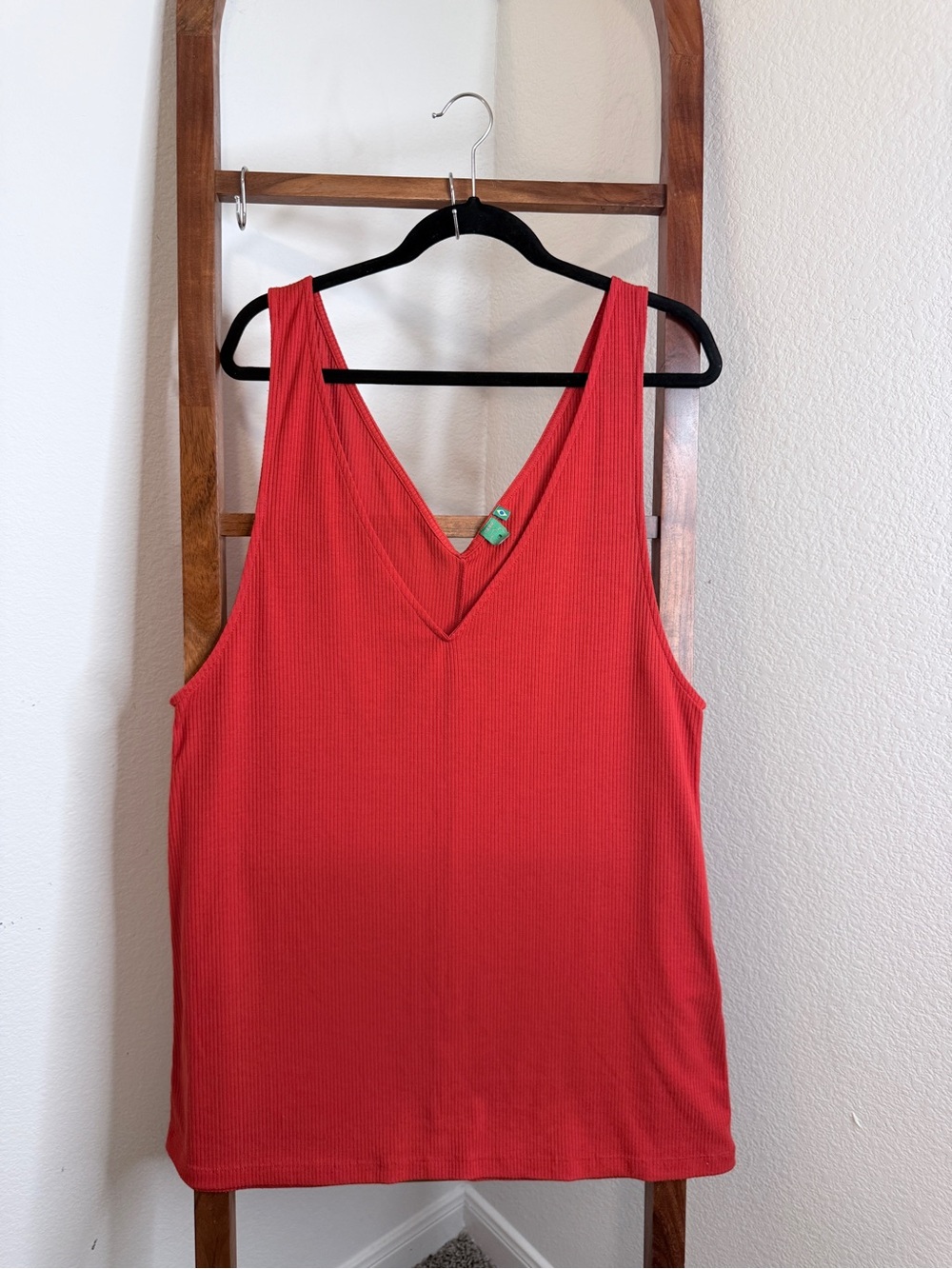 FARM Rio Red Ribbed Double V Neck Mini Dress Size M Brazil Label